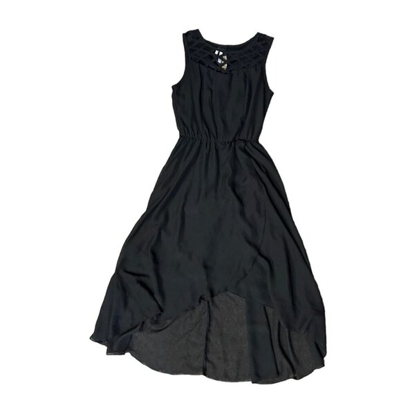 (6 for $25)Studio Y Black Caged Neckline Hi Low Dress size XS - Picture 6 of 7